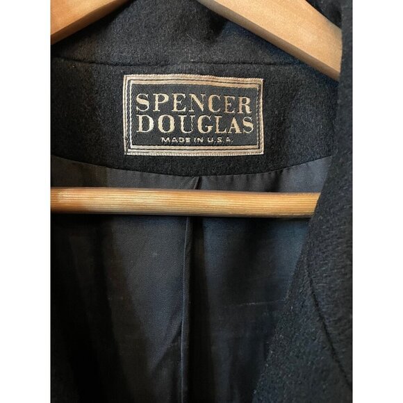 Spencer Douglas Black Double Breasted Wool Coat Decorative Gold Buttons Sz L - Picture 5 of 8